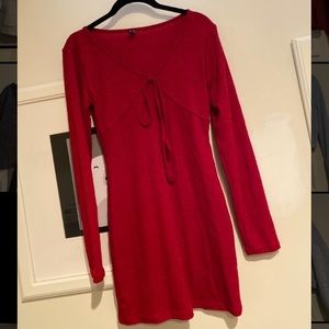 Cherry red long sleeve mini dress